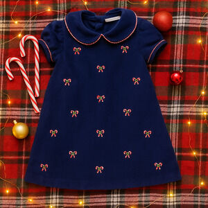 Anavini Couture Toddler Girls Holiday Christmas Corduroy Candy Cane Dress Size 2